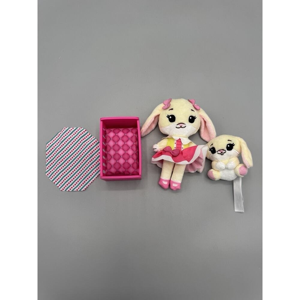 Tiny Tukkins Bunny Rabbit Lot of 2 Figures W/ Baby & Crib